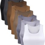 Geyoga 8 Pcs Women Basic Crop Tank Tops Sleeveless Racerback Crop Cotton Top